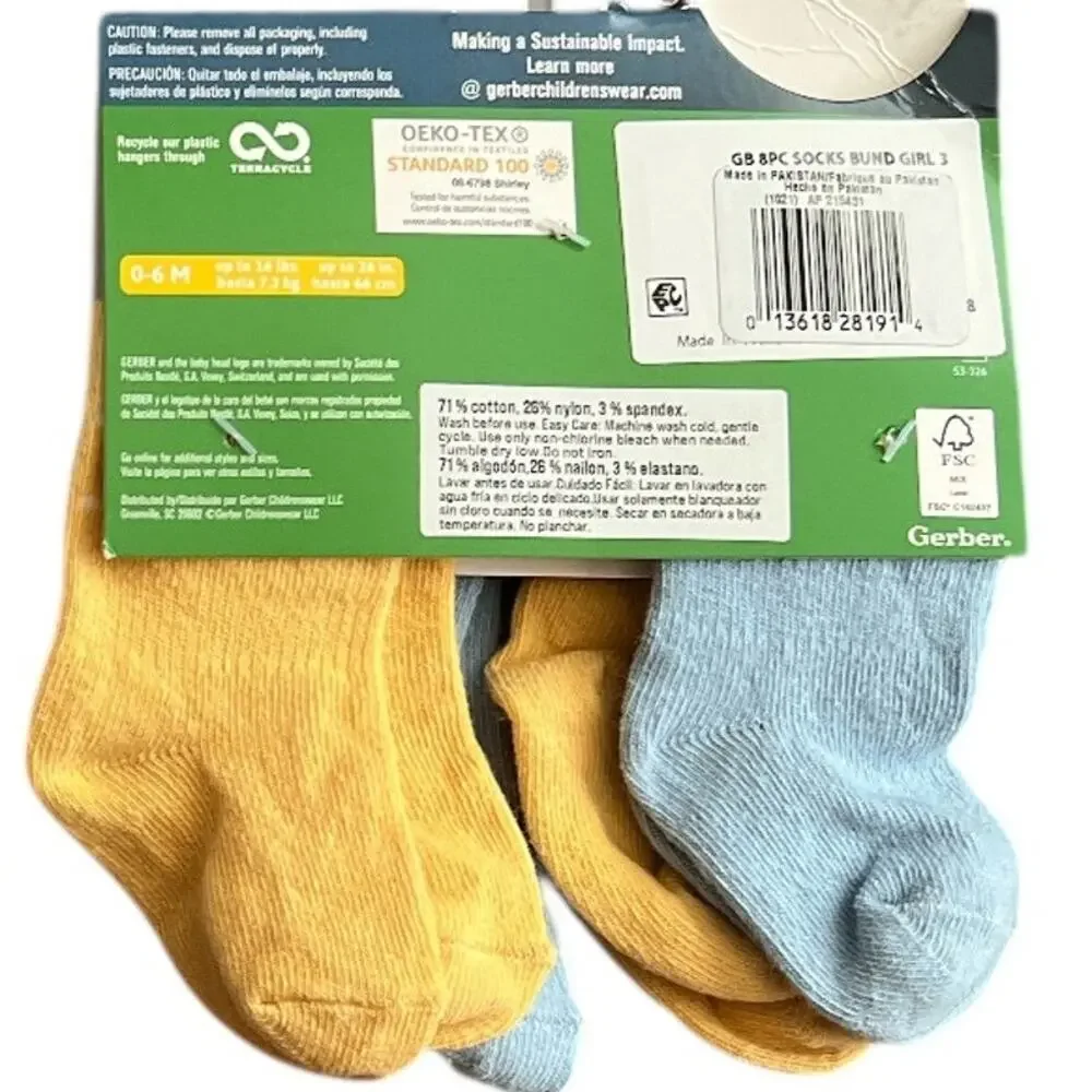Lot 2 Parent's Choice 4-piece Bibs + Gerber Stay On Socks, 0-6 months